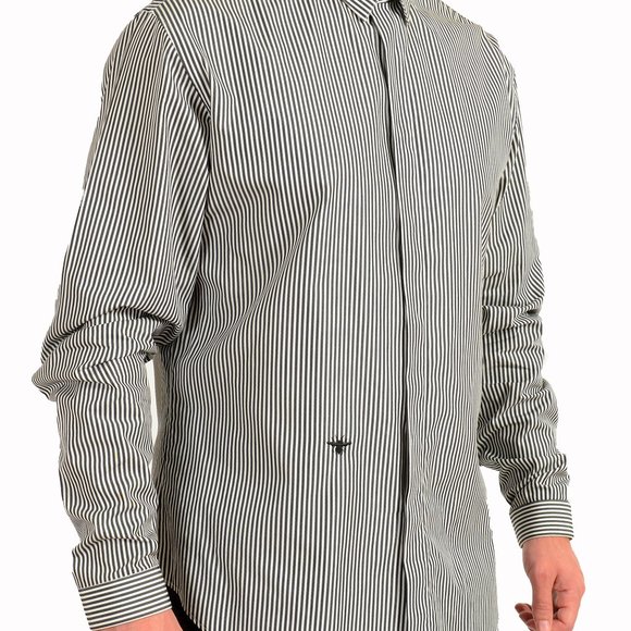 Dior Men's Striped Long Sleeve Dress Shirt US 17.5 IT 44 - Picture 2 of 16